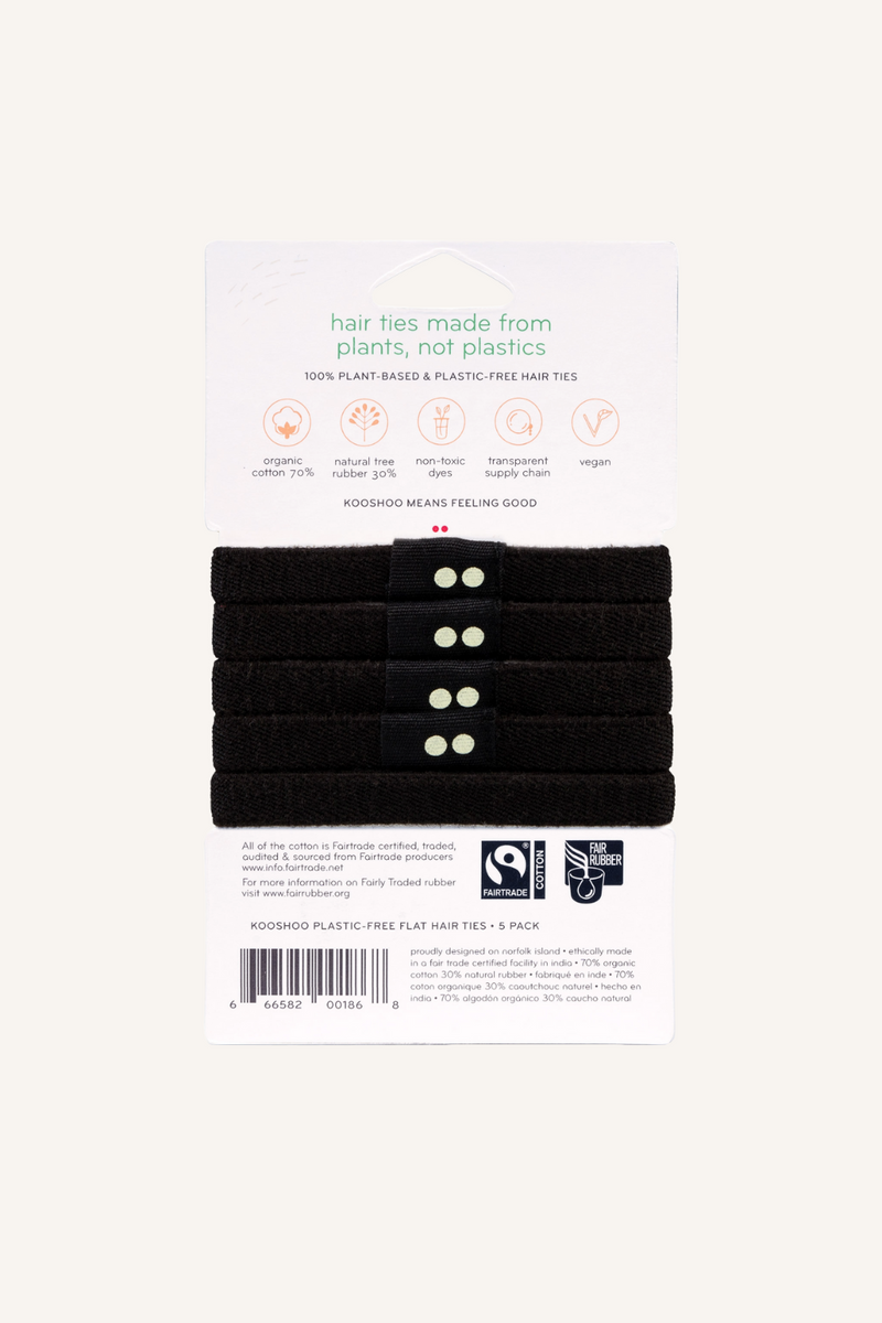 Black Organic Plastic-Free Hair Ties