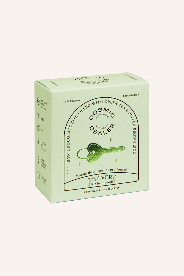 Green Tea & Puffed Brown Rice - Raw Chocolate Box of Four Single Flavour